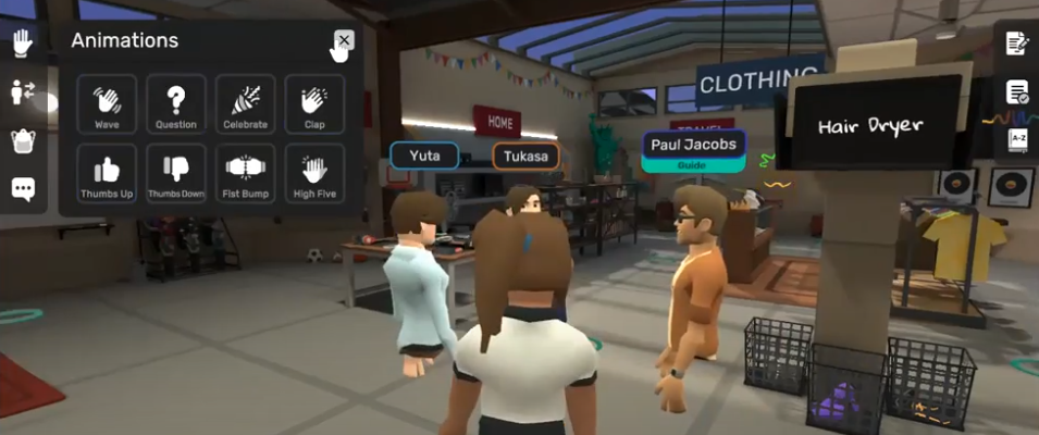 Immerse（VR）を使った英語レッスンの様子